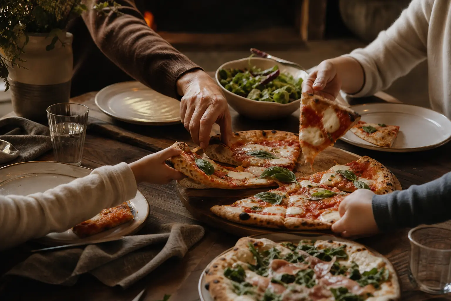 Shared pizza night table for The Slice Is Right community